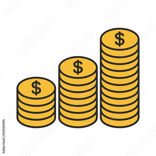 Financial growth with gold coin stack chart

