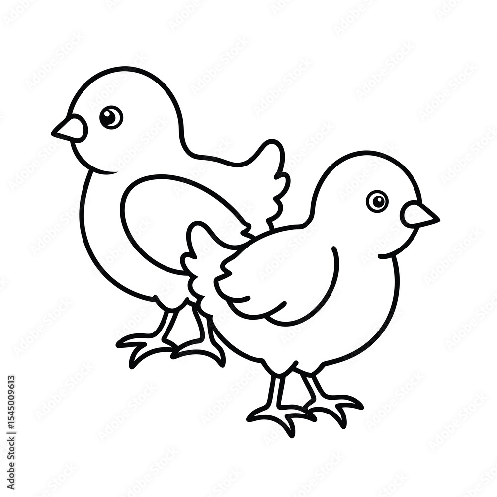 Fototapeta premium baby chicks outline line art vector illustration