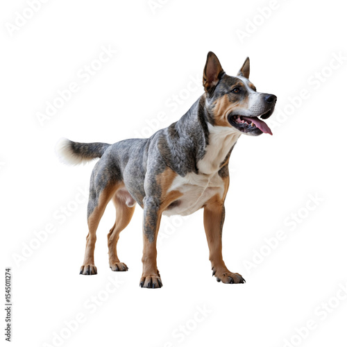 Majestic Blue Heeler Mix Dog on White Background