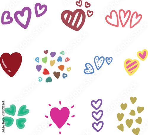 A set of colorful heart-shaped, bundle icon hearts, heart clip art 