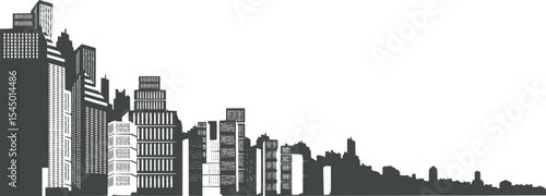 City Silhouettes Vector – Urban Skyline Panorama with Buildings and Skyscrapers
