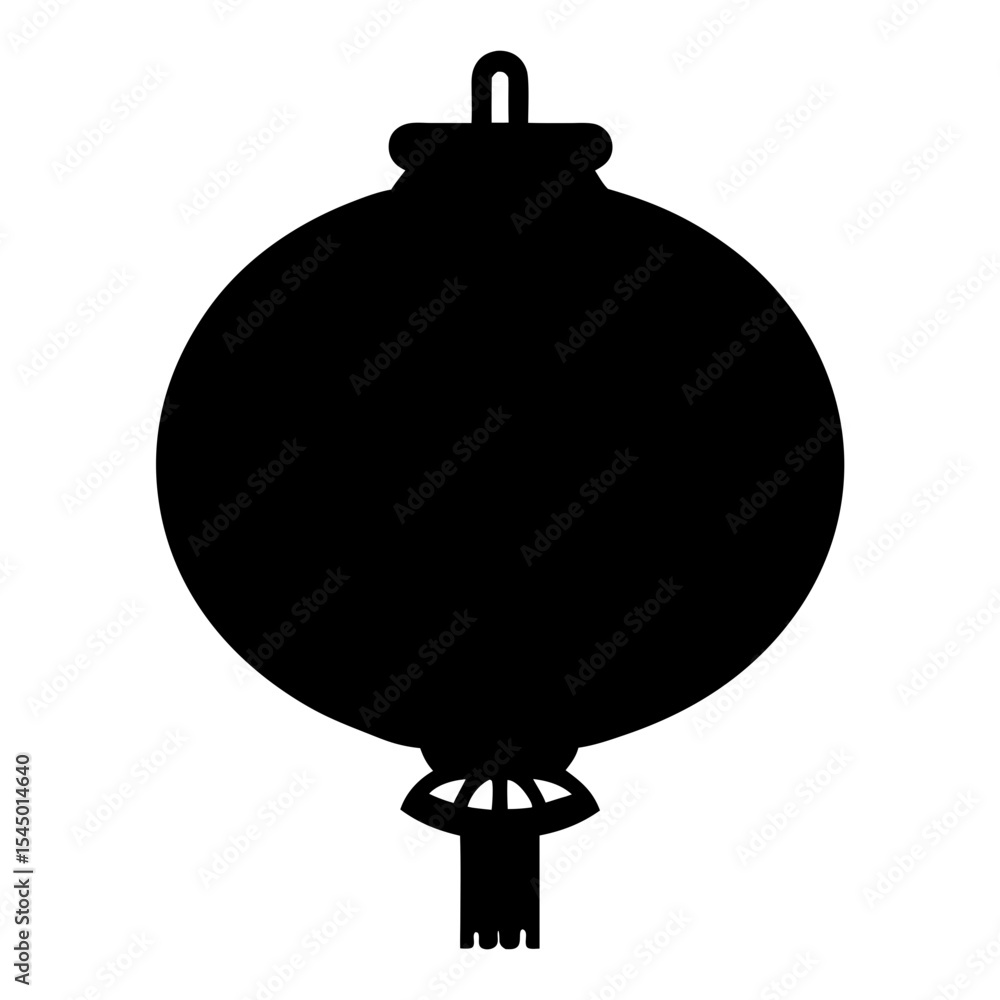 Fototapeta premium Black Silhouette of Chinese Paper Lantern with Traditional Design Elements