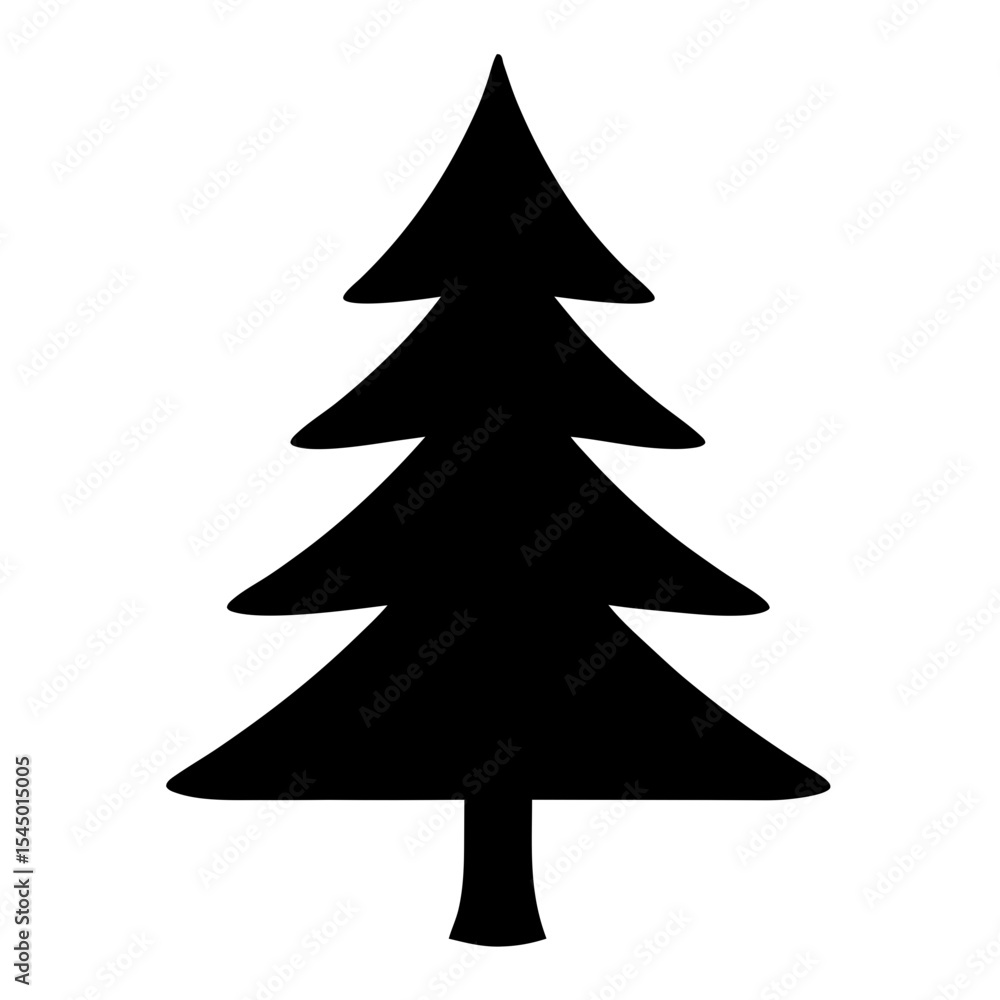 Simple Black and White Christmas Tree Illustration with Minimalist Design Style Simple Black and White Christmas Tree Illustration with Minimalist Design Style