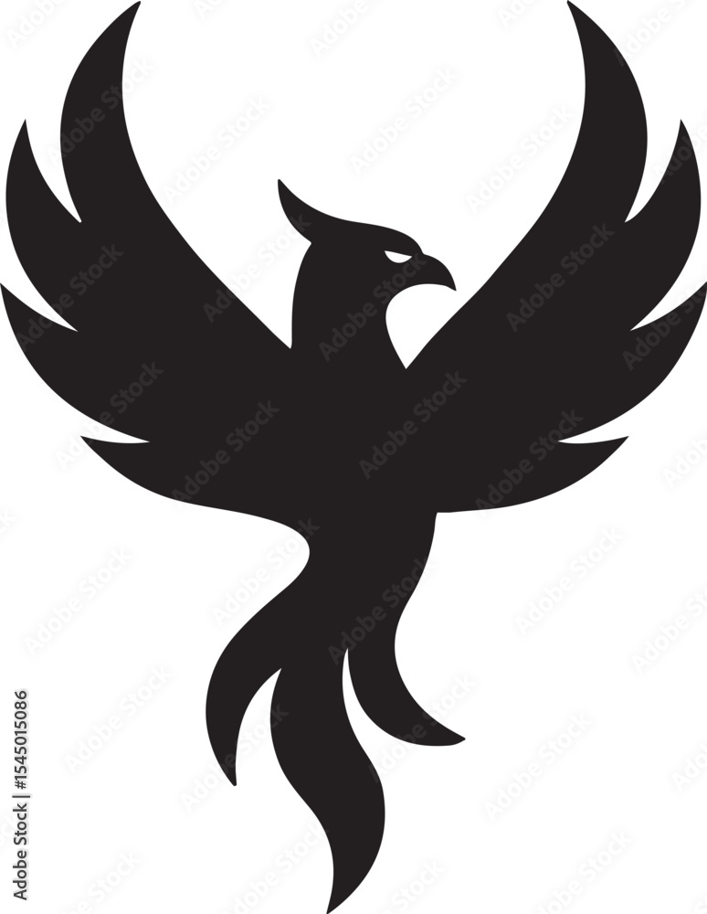 Obraz premium Eagle tattoo vector illustration of a flying bird silhouette design with wings