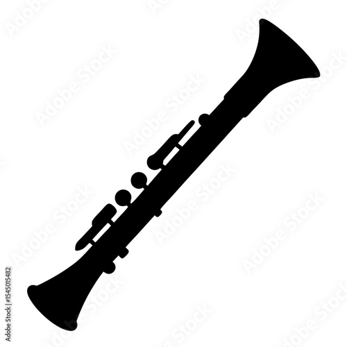 Elegant black clarinet silhouette showcases the beauty of woodwind instruments