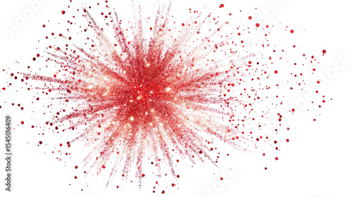 Red Glitter Burst with Sparkling Party Celebration on Transparent Background

