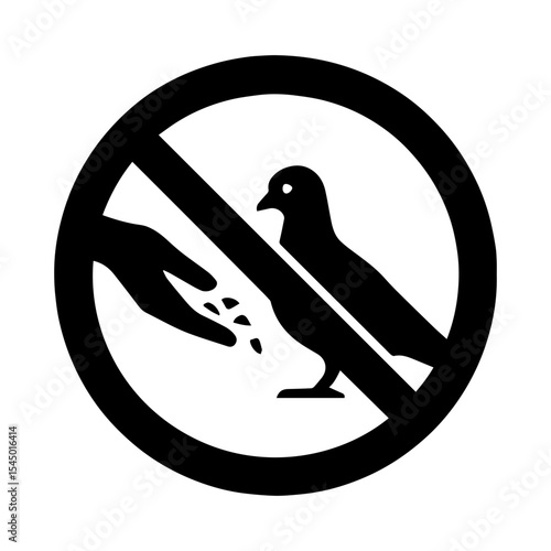 No feeding birds icon with transparent background symbolizing wildlife protection and public area regulations
