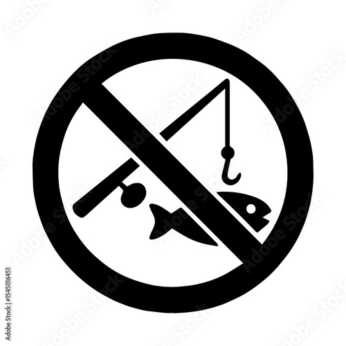 No fishing icon with transparent background symbolizing prohibition of fishing and protected water areas
