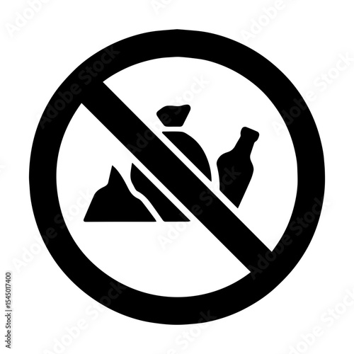 No trash dumping here icon with transparent background symbolizing prohibition of illegal waste disposal and environmental protection
