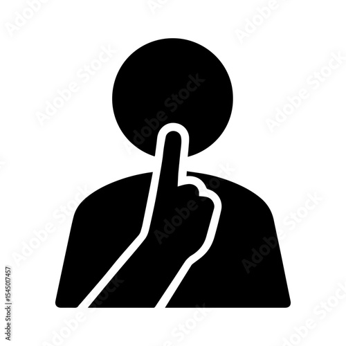 Quiet zone icon with transparent background showing person with finger to lips symbolizing silence and respect
