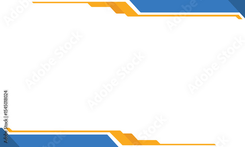 Modern abstract border background with blue and orange geometric shapes on a white canvas. Ideal for presentations, certificates, banners, and professional digital templates.