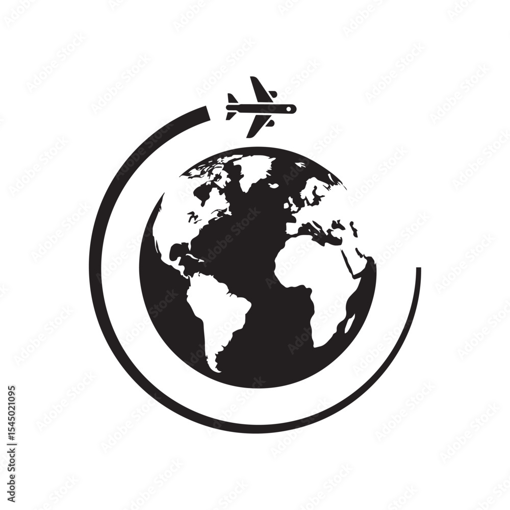 Naklejka premium airplane cruising around earth