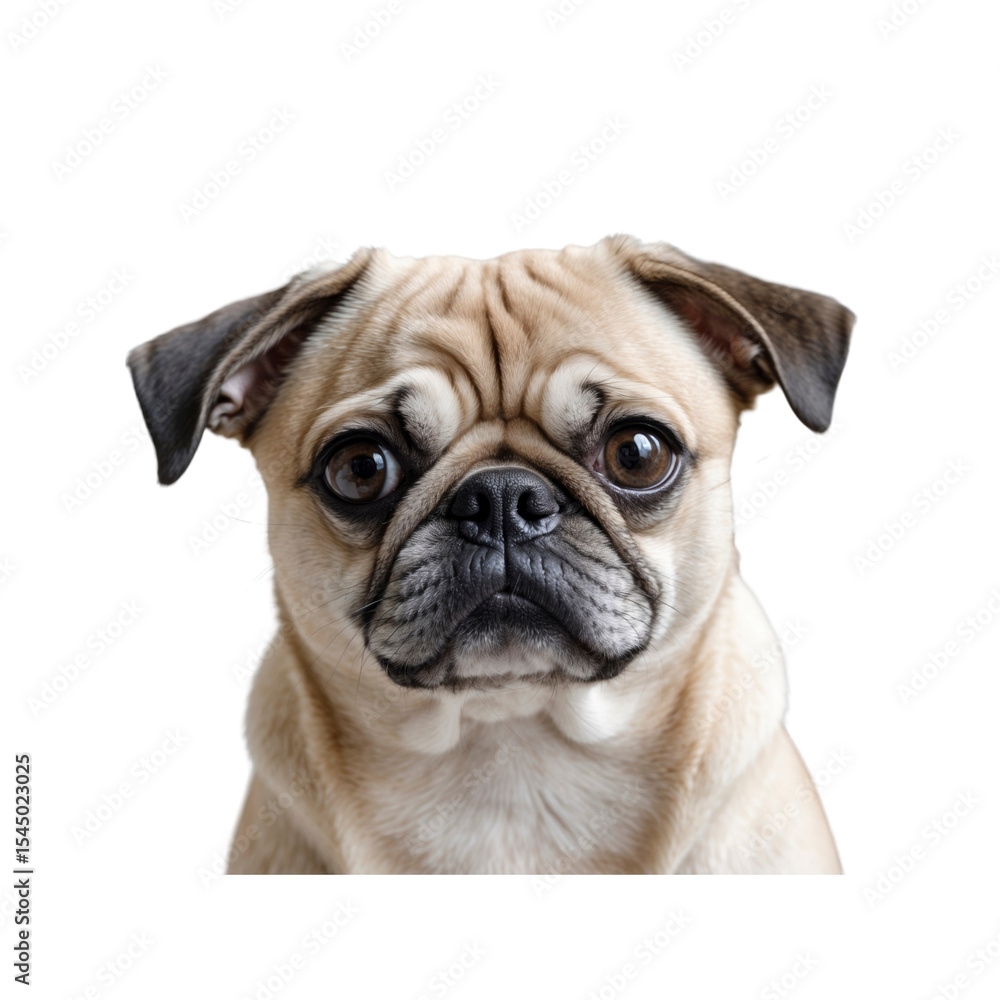 Obraz premium Adorable Pug Puppy Portrait Close-Up of a Cute Dog