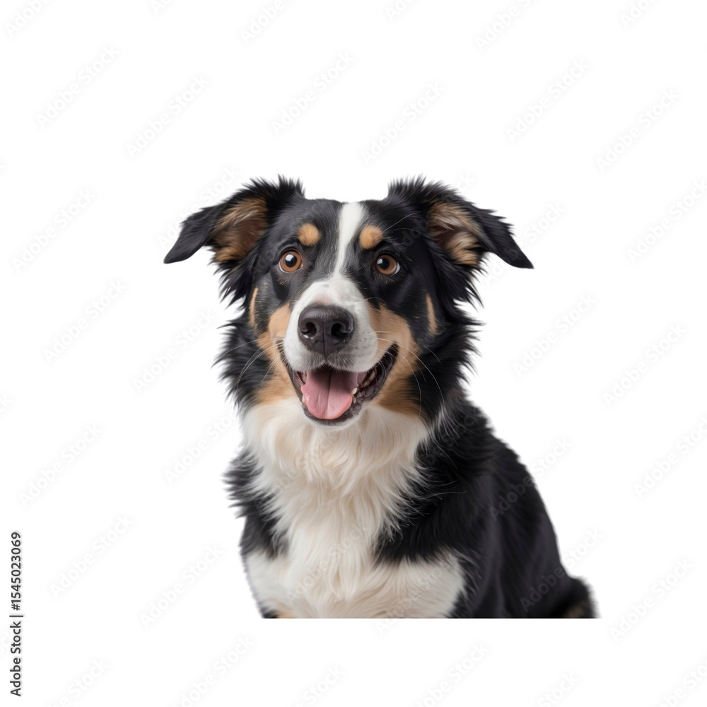 Happy Australian Shepherd Dog Portrait against Transparent Background Happy Australian Shepherd Dog Portrait against Transparent Background