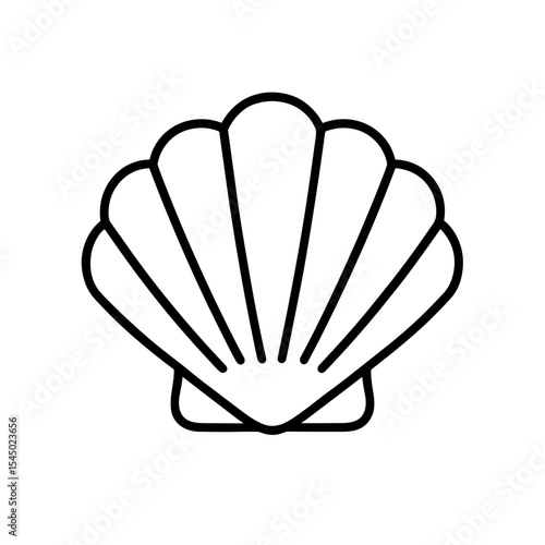 Scallop shell icon in outline style – symbol of pilgrimage and baptism