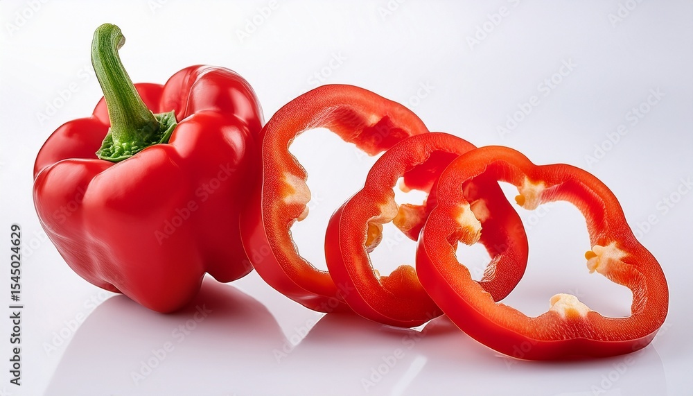 slices of red bell pepper vibrant and fresh white background slices of red bell pepper vibrant and fresh white background