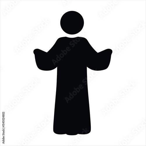 Black Silhouette of a Person in a Robe with Open Arms Icon