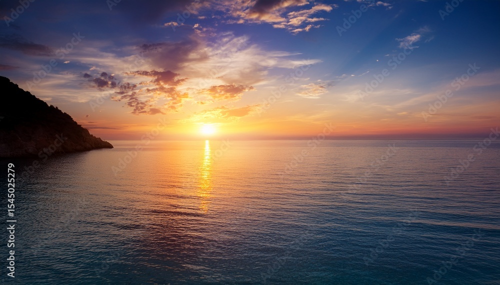 Naklejka premium sunset over a tranquil sea