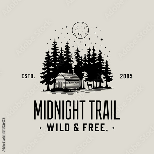 Midnight trail logo vintage monochrome
