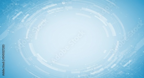 Abstract light blue background with concentric circles and technological design elements, creating a futuristic and clean aesthetic