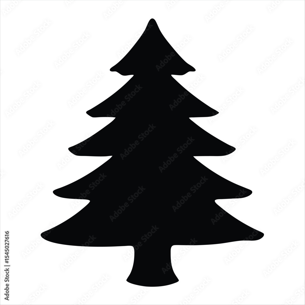 Fototapeta premium Silhouette of a Christmas tree with simple branches on white background