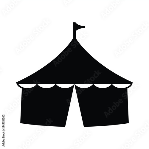 Simple black and white silhouette image of a classic circus tent