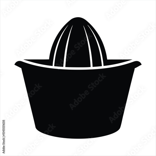 Simple black and white vector illustration of a citrus juicer tool
