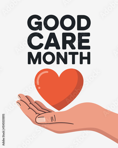 Good Care Month Illustration Hand Holding Heart Support Awareness Design
