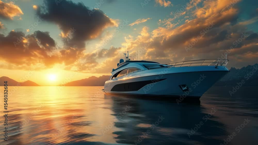 Luxurious yacht in the ocean with beautiful sunlight, at sunset. Luxurious yacht in the ocean with beautiful sunlight, at sunset.