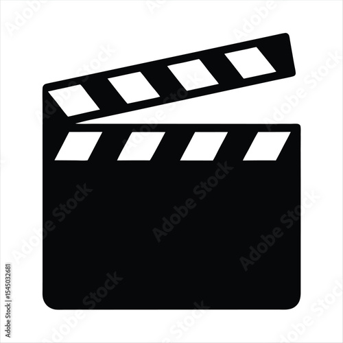 Simple black and white film clapper board illustration for film industry