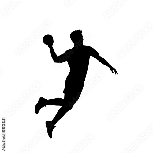 Handball player silhouette sports themes athletic figure shooting ball action handball team