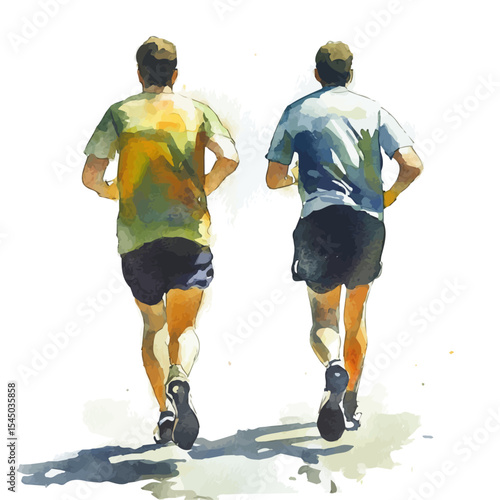 watercolor of Joggers, vector, isolated on a white background.