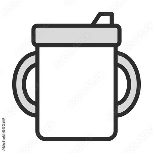 Baby Sippy Cup Line Icon: Toddler Drinking Bottle, Infant Feeder, Kids Drinkware. Editable Vector.