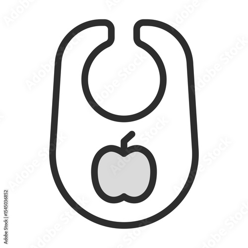 Bib, baby, apple, feeding, mealtime, infant, food, protection, clean, accessory, healthy icons. Baby Feeding & Care Vector Icon - Editable