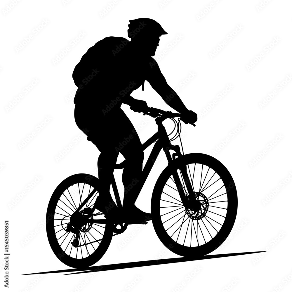 Obraz premium Mountain biker silhouette adventure themes cyclist figure riding mountain bike cycling outdoor