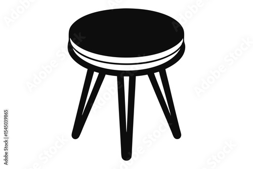 Minimalist Black Stool with Three Legs and Round Seat Design Element