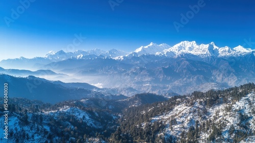 Majestic Snow Capped Himalayan Mountain Range Uttarakhand India Breathtaking Aerial View Tranquil Landscape Serene Beauty  Untouched Nature  Winter Wonderland Peak Scenery