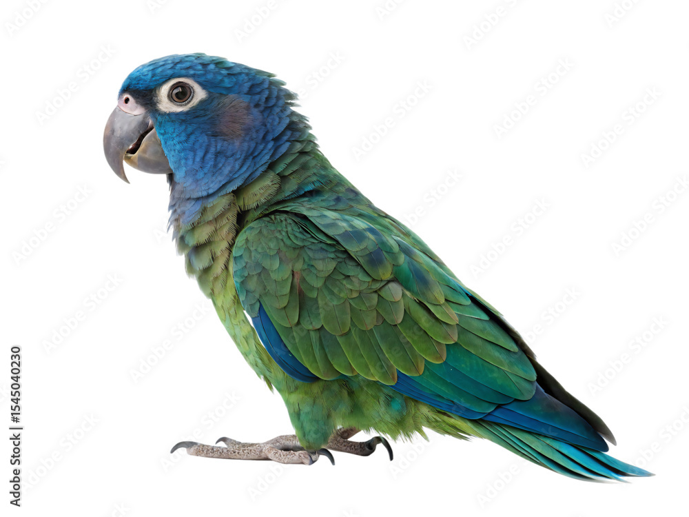 Obraz premium A blue and green parrot is isolated on transparent background