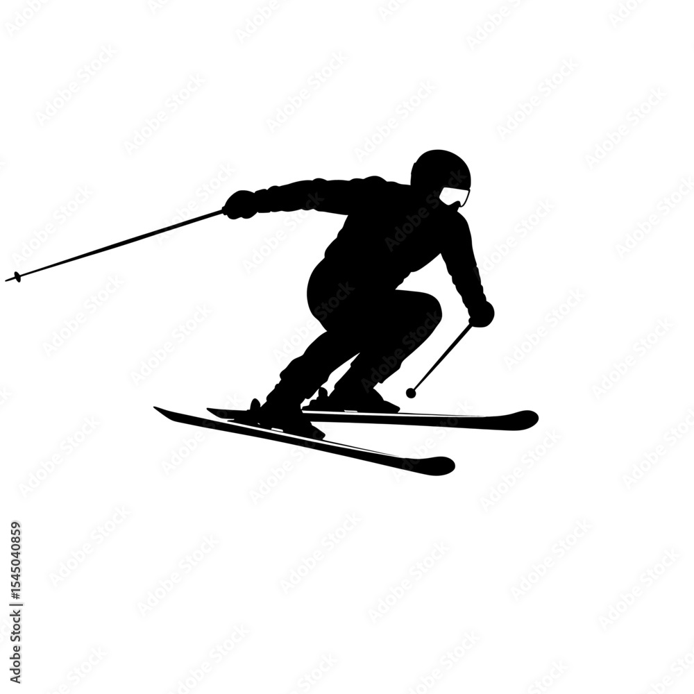 Fototapeta premium Skier silhouette sports themes winter sports athlete action skiing downhill skiing winter