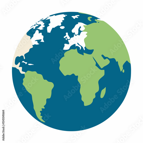 Earth globe spherical model vector icon on white background.