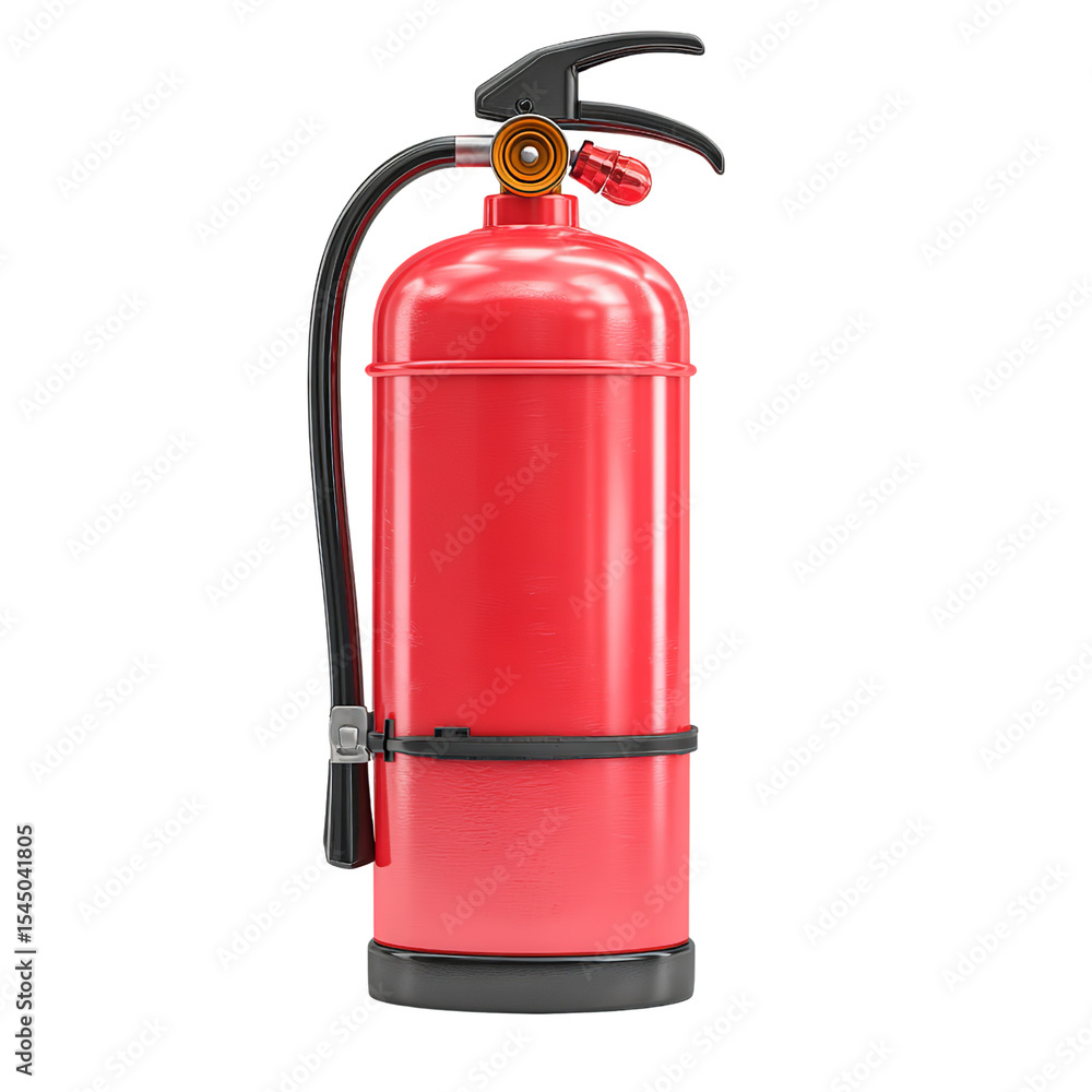 Fire extinguisher safety equipment emergency firefighting red cylinder portable protection suppression tool on transparent background Fire extinguisher safety equipment emergency firefighting red cylinder portable protection suppression tool on transparent background