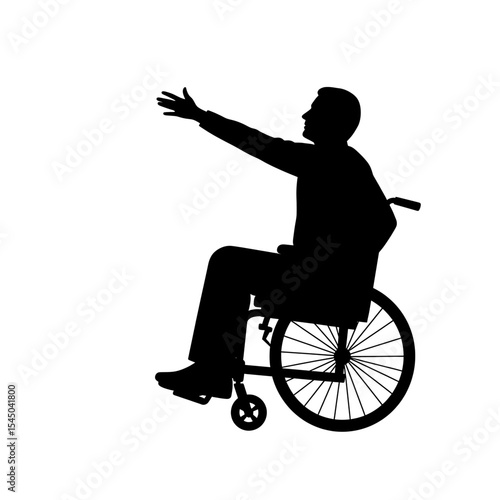 Silhouette of a Person in a Wheelchair Reaching Outward