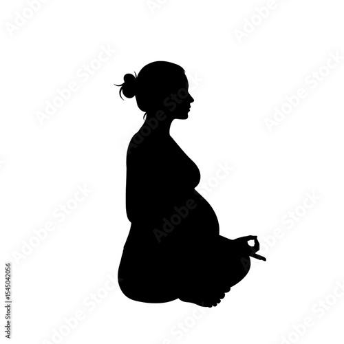 Pregnant woman yoga silhouette maternity themes expecting mother meditation pose prenatal wellness