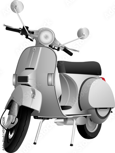 Silver Classic Scooter Illustration Front View