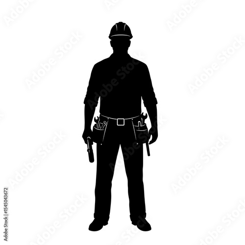 Engineer silhouette technology themes technical professional hard hat engineering tools engineering