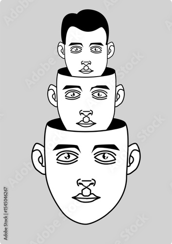 Illustration of a head into a heads