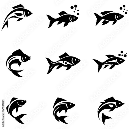 The ultimate vector icon set for sportfishing enthusiasts, a silhouette collection of North America's most prized game fish