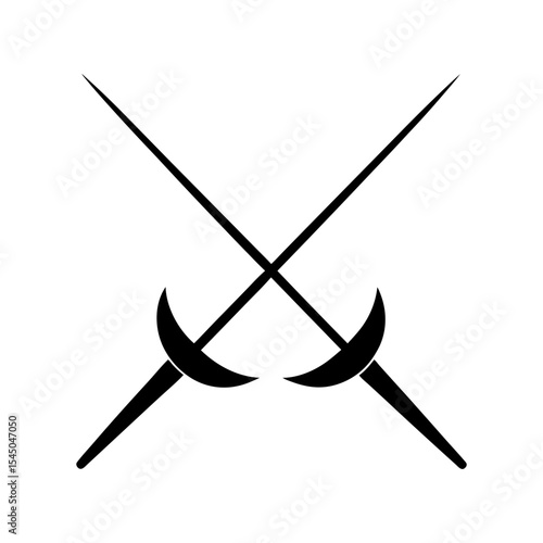 Minimalist fencing sword icon logo ideal for sword sport and tournament branding