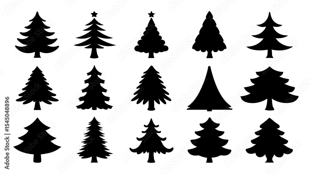 Obraz premium set of xmas tree silhouette vector on tranparent background