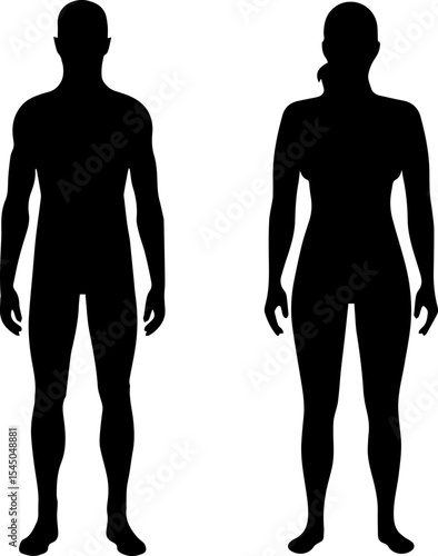 man and woman full body silhouette vector illustration